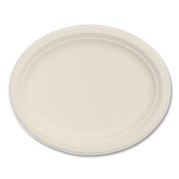 TABLETOP | Dart 12FBRPLR1 12 in. Diameter Compostable Molded Fiber Platter Dinnerware - Natural (500/Carton)