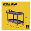 Carts | Rubbermaid Commercial FG454600BLA 26 in. x 55 in. x 33.25 in. 750 lbs. Capacity 2 Lipped Shelves Heavy-Duty Plastic Utility Cart - Black image number 4