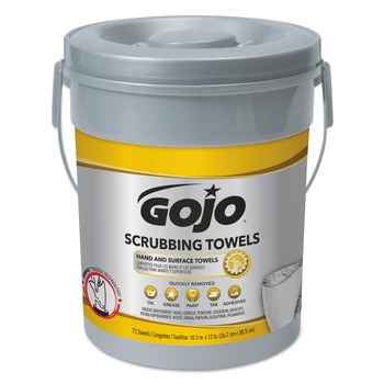 GOJO Industries 6396-06 Scrubbing Towels, Hand Cleaning, Fresh Citrus, 10 1/2 x12, 72/Canister