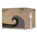 Disposable Forks | Boardwalk BWKFORKHWPPWIW Heavyweight Wrapped Polypropylene Fork Cutlery - White (1000/Carton) image number 0