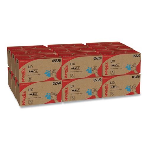 Perforated Roll & Hand Towels | WypAll 05320 1-Ply 9 in. x 10.5 in. L10 Towels with POP-UP Box - White (125/Box, 18 Boxes/Carton) image number 0