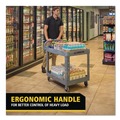Carts | Rubbermaid Commercial 2192464 BRUTE Heavy-Duty Ergo Handle Utility Cart Plastic Two Shelves 500 lb Capacity 25.5-in x 44-in x 39-in Gray image number 9