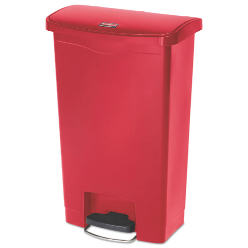 Indoor Waste Receptacles | Rubbermaid Commercial 1883566 Streamline 13-Gallon Front Step Style Resin Step-On Container - Red image number 0