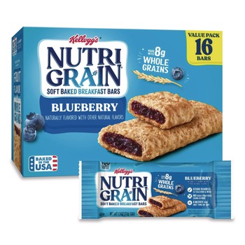 BREAKROOM | Kellogg's 511372 1.3 oz. Bar Nutri-Grain Soft Baked Breakfast Bars - Blueberry (16/Box)