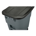 Outdoor Waste Receptacles | Rubbermaid Commercial FG9W2700GRAY Brute 50 Gallon Square Molded Plastic Rollout Container - Gray image number 5
