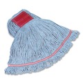 Mop Heads | Rubbermaid Commercial FGC15306BL00 Swinger Loop Cotton/Synthetic Wet Mop Heads - Large Blue (6/Carton) image number 3