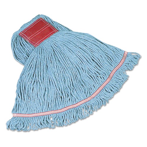 Mop Heads | Rubbermaid Commercial FGC15306BL00 Swinger Loop Cotton/Synthetic Wet Mop Heads - Large Blue (6/Carton) image number 0