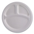 Plates | Eco-Products EP-P007NFA Vanguard 10 in. diameter 3-Compartment Renewable and Compostable Sugarcane Plates - White (500/Carton) image number 0