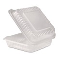 Perforated Roll & Hand Towels | Karat FP-HC99PP-1C Polypropylene Plastic Hinged Container 9.35 x 9.22 x 3.17 Clear Plastic 50/Pack 4 Packs/Carton image number 5