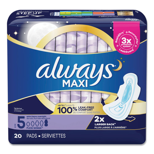 Feminine Care Products | Always 17902PK Maxi Extra Heavy Overnight Pads (20/Pack) image number 0