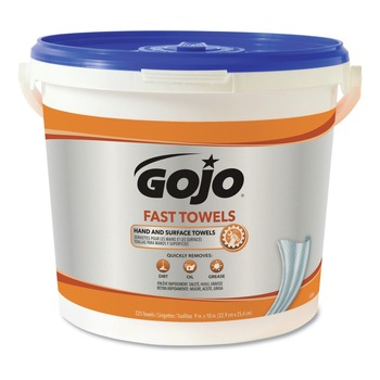 DISINFECTING AND CLEANING WIPES | GOJO Industries 6299-02 9 in. x 10 in. Fast Towels Hand Cleaning Towels - White