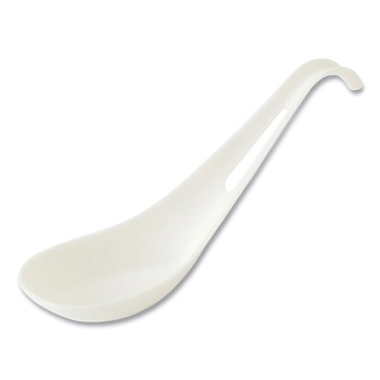 DISPOSABLE SPOONS | World Centric SP-TP-AS Plastic Asian Soup Spoon TPLA Compostable Cutlery - White (500/Carton)