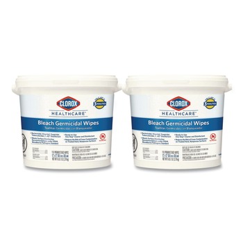 Clorox Healthcare 30358 12 in. x 12 in. 1-Ply Bleach Germicidal Wipes - Unscented, White (110/Bucket, 2 Buckets/Carton)