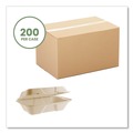 Food Containers & Lids | Vegware VW-HC96NFA 6.1 in. x 9 in. x 2.9 in. Nourish Molded Fiber Compostable Sugarcane Takeout Containers - Natural (200/Carton) image number 1