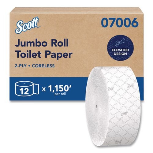 Toilet Tissues | Scott 07006 Essential Coreless JRT Septic Safe 1150 ft. 2 Ply Tissues - White (12/Carton) image number 0