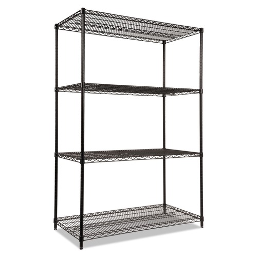 Racks & Shelving | Alera ALESW504824BL 48 in. x 24 in. x 72 in. NSF Certified Industrial Four-Shelf Wire Shelving Kit - Black image number 0