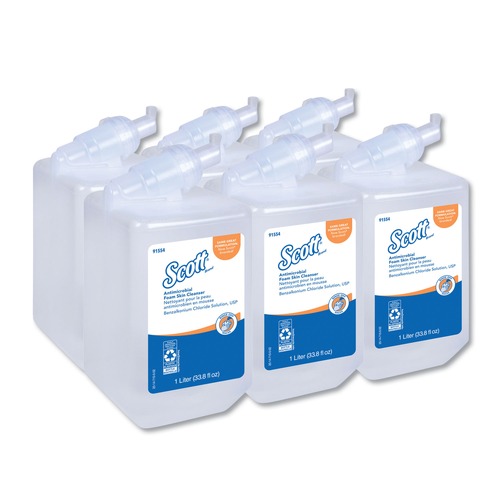 Soap Refills | Scott 91554 1000 ml Anitmicrobial Foam Skin Cleanser - Fresh Scent (6/Carton) image number 0