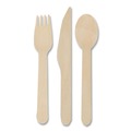 Cutlery Kits | Hoffmaster 120030 Caterwrap 6 x 12 Pre-Rolled Napkins with Wood Cutlery - Kraft (100/Carton) image number 2