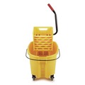 Buckets & Wringers | Rubbermaid Commercial FG748000YEL WaveBrake 2.0 26 qt. Side-Press Plastic Bucket/Wringer Combos - Yellow image number 3