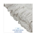 Mop Heads | Boardwalk BWK524R 24 oz. Pro Loop Web/Tailband Premium Saddleback Rayon Mop Head - White (12/Carton) image number 6