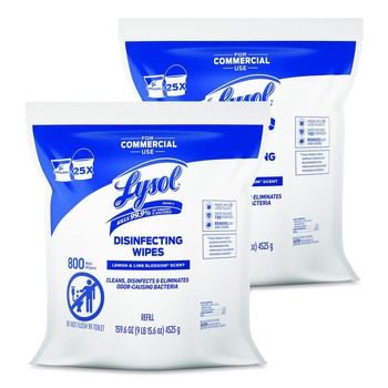LYSOL Brand 19200-99857 6 in. x 8 in. 1-Ply Professional Disinfecting Wipe Bucket Refill - Lemon and Lime Blossom White (2/Carton)