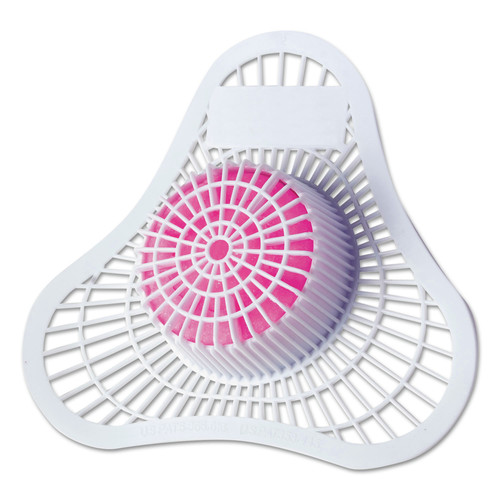 Toilet & Urinal Deodorizers | HOSPECO 01901 Health Gards Urinal Screen with Non-Para Block - Cherry Scent/White/Pink (1-Dozen) image number 0