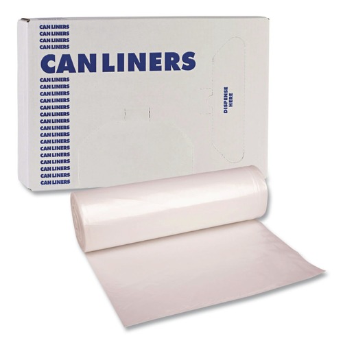 High-Density Trash Bags | Boardwalk Z8048MNKR01 40 in. x 48 in. 45 gal. 12 mic High-Density Can Liners - Natural (250/Carton) image number 0