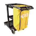 Perforated Roll & Hand Towels | Impact 6850 3 Shelves 1 Bin 20.5 in. x 48 in. x 38 in. Plastic Janitorial Cart - Yellow image number 3