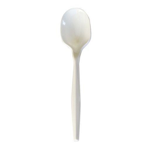 Disposable Spoons | Boardwalk BWKSOUPMWPP 4.86 in. Mediumweight Polypropylene Plastic Soup Spoon Cutlery - White (1000/Carton) image number 0