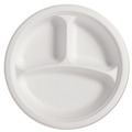 Plates | Chinet 25777 PaperPro Naturals 10.25 in. 3-Compartment Fiber Round Plates - Natural (125/Pack, 4 Packs/Carton) image number 0