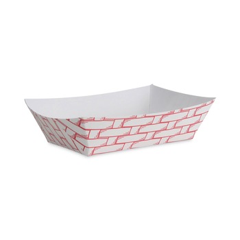 Boardwalk BWK30LAG200 2 lbs. Capacity Paper Food Baskets - Red/White (1000/Carton)