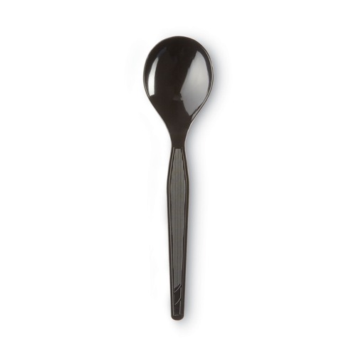 Disposable Spoons | Dixie SH517 5-3/4 in. Heavyweight Plastic Cutlery Soup Spoons - Black (1000/Carton) image number 0