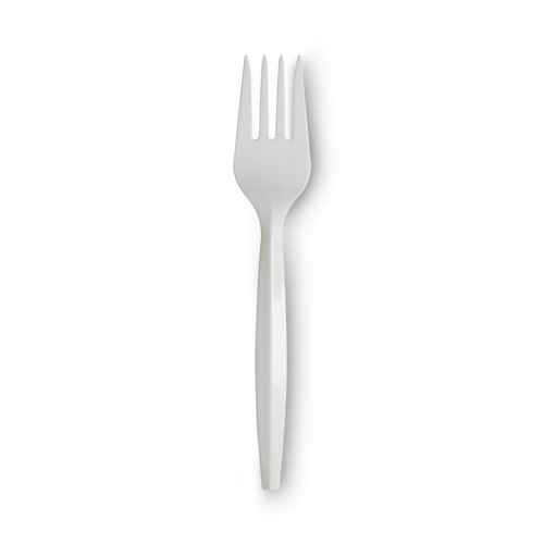 Disposable Forks | Dixie PFM21 Mediumweight Plastic Cutlery Forks - White (1000/Carton) image number 0