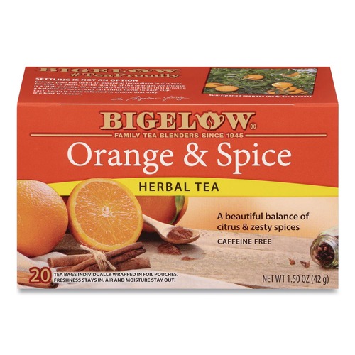 Tea | Bigelow RCB00398 Tea Bags - Orange and Spice Herbal Tea (28/Box) image number 0