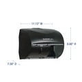 Toilet Tissue Dispensers | Boardwalk WP98053 Boardwalk Xtra 11.13 in. x 7.38 in. x 8.88 in. 2-Roll Controlled Bath Tissue Dispenser - Translucent Black (1/Carton) image number 6
