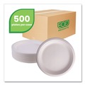 Plates | Eco-Products EP-P013NFA Vanguard 9 in. diameter Renewable and Compostable Sugarcane Plates - White (500/Carton) image number 1