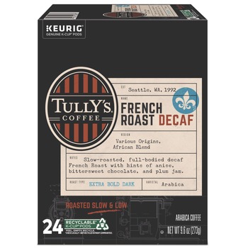 Tully's Coffee 5000330024 Coffee K-Cups - French Roast Decaf (24/Box)