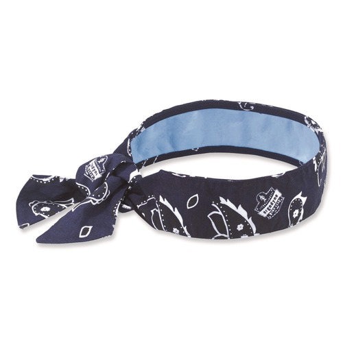 Head & Face Protection | Ergodyne 12564 Chill-Its 6700CT One Size Fits Most Cooling Bandana PVA Tie Headband - Navy Western image number 0