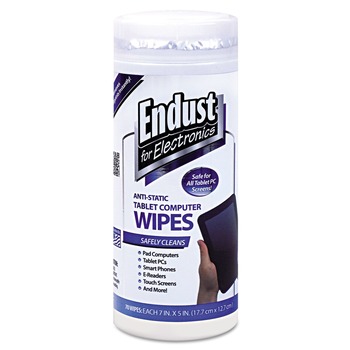 Endust for Electronics 12596 5 in. x 7 in. Tablet and Laptop Cleaning Wipes - Unscented White