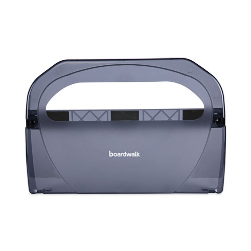 Toilet Seat Cover Dispensers | Boardwalk TS510SBBW 17.25 in. x 3.13 in. x 11.75 in. Toilet Seat Cover Dispenser - Smoke Black image number 0