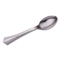 Disposable Spoons | WNA WNA 620155 6 1/4 in. Reflections Design Heavyweight Plastic Spoons - Silver (600/Carton) image number 2
