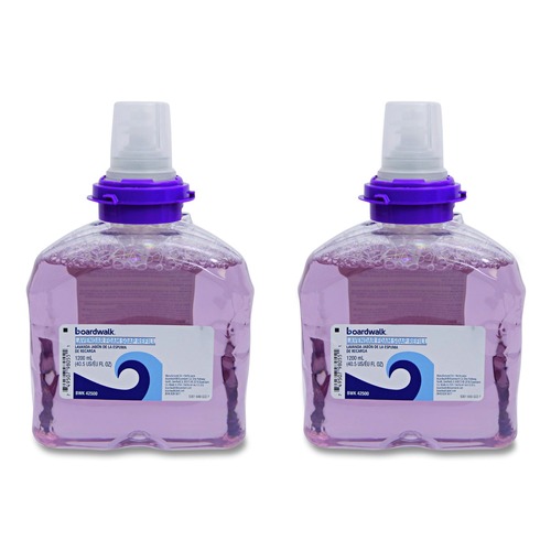 Soap Refills | Boardwalk 5361-02-GCE00LP 1200 mL Lavender Foam Soap Refill - Cranberry Scent (2/Carton) image number 0
