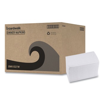 DINNER NAPKINS | Boardwalk BWK8321 15 in. x 17 in. 2-Ply 1/8-Fold Dinner Napkins - White (10/Carton)