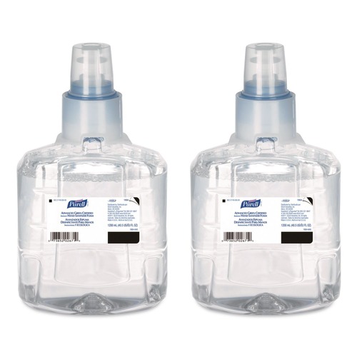 Hand Sanitizers | PURELL 1904-02 1200 ml Advanced Hand Sanitizer Green Certified Foam Refill for LTX-12 Dispensers (2/Carton) image number 0