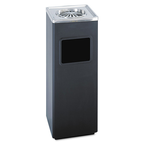Smoking Receptacles | Safco 9696BL 3 gal. Stainless Steel Square Ash 'N' Trash Sandless Urn - Black image number 0