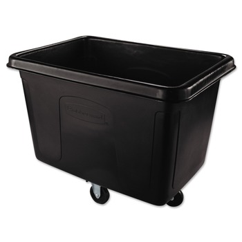 UTILITY AND CUBE TRUCKS | Rubbermaid Commercial FG461400BLA 500 lbs. Capacity 105 Gallon Plastic Cube Truck - Black