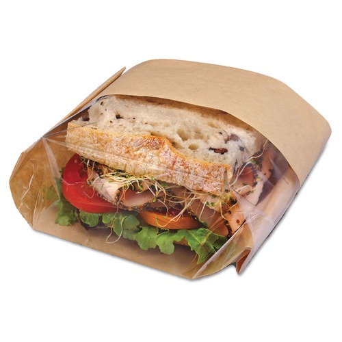Food & Utility Bags | Bagcraft 300094 9.5 in. x 2.75 in. 2.35 mil. Dubl View Sandwich Bags - Natural Brown (500/Carton) image number 0