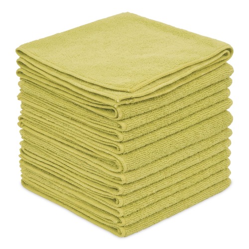 Cleaning Cloths & Wipes | Boardwalk BWK12YELCLOTH 12 in. x 12 in. Microfiber Cleaning Cloths - Yellow (12/Pack) image number 0