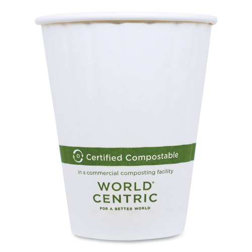 Cups | World Centric CU-PA-8D 8 oz. Double Wall Paper Hot Cups - White (1000/Carton) image number 0