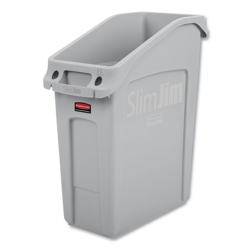 Indoor Waste Receptacles | Rubbermaid Commercial 2026695 Slim Jim 13 gal Polyethylene Under Counter Container - Gray image number 0
